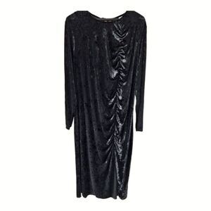 NEW FUTURE COLLECTIVE Plus Size Black Velvet Ruched Open Back A-Line Evening Dre